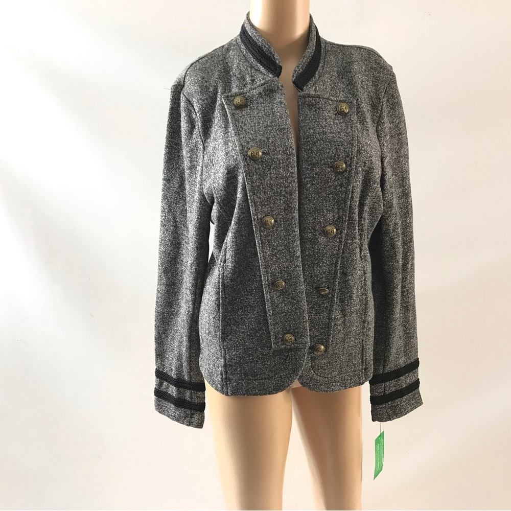 Tommy Hilfiger Gray Double-Breasted Military-Inspired Blazer